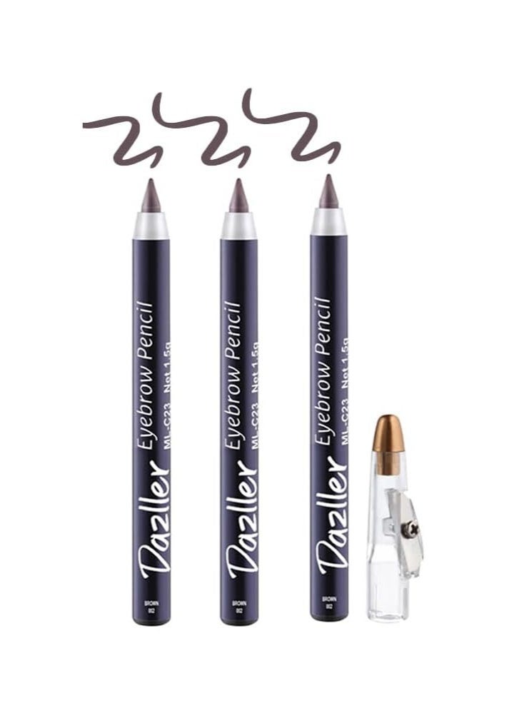 Dazller Eyebrow Pencil with Sharpener|Water-Resistant|Long Stay|Creamy Wax Formula|Infused with Carnauba & Castor Oil| 3 COUNT - Image 1